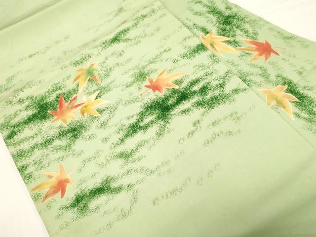 平和屋着物●塩瀬 九寸名古屋帯 楓文 金彩 正絹 逸品 CABD4339dy