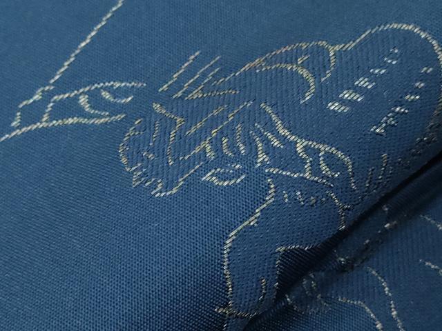 平和屋着物●六通柄 京袋帯 人物文 銀糸 正絹 逸品 CABD4371dy