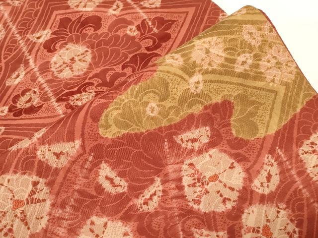 平和屋着物●全通柄袋帯 輪奈織 絞り 草花文 正絹 逸品 CABD4373dy