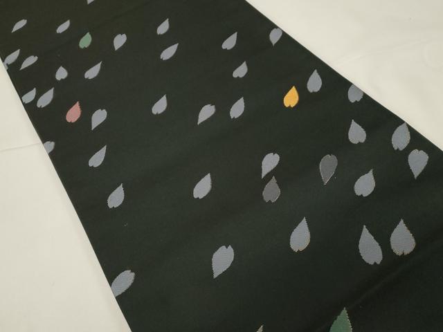 平和屋着物●世界的人形師 辻村寿三郎 ジュサブロー 六通柄袋帯 舞桜文 黒地 金糸 正絹 逸品 CABD4386dy