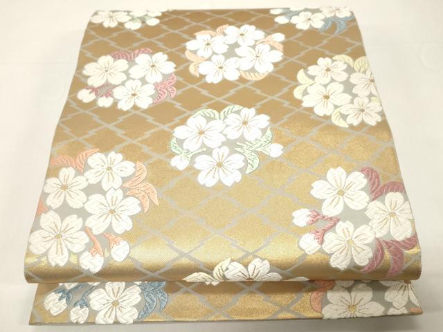 平和屋着物●山口美術織物 唐織の織匠 山口成三郎謹織 六通柄袋帯 松皮小桜文 金糸 正絹 逸品 未使用 CABD4387dy