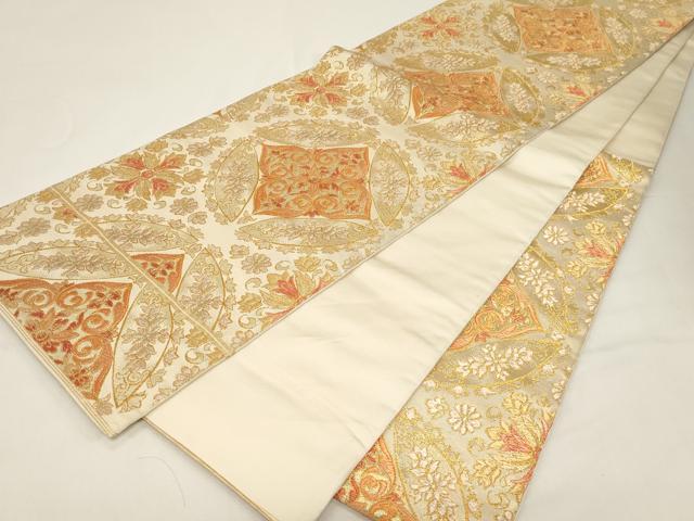 平和屋着物●西陣 川島織物 六通柄 本袋帯 草花丸文 金糸 正絹 逸品 CABD4399dy