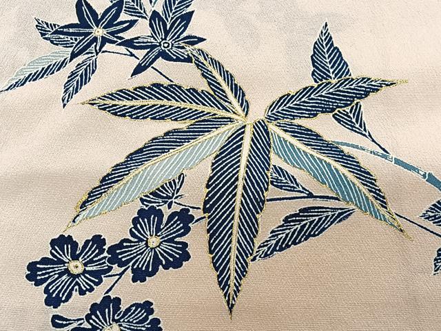 平和屋着物∞羽織 型染め 草花文 金彩 正絹 逸品 CABD4403ua