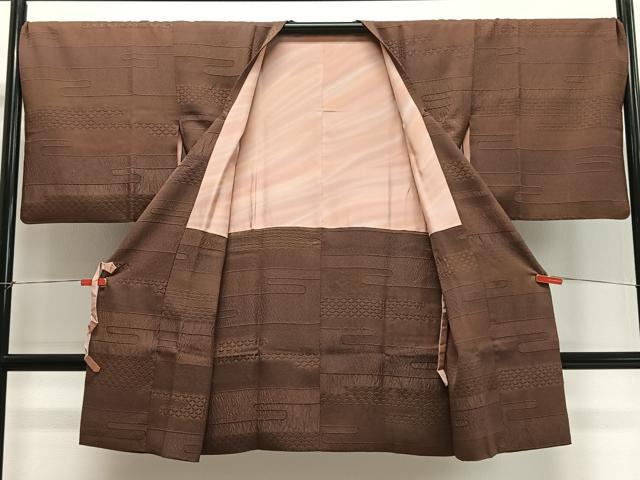 平和屋着物∞道行コート ふくれ織 エ霞吉祥文 ロング丈 正絹 逸品 CABD4413ua