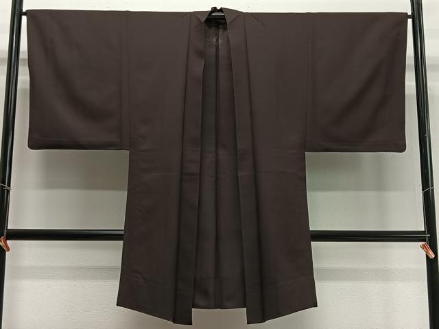 平和屋着物∞男性 長羽織 お召地 赤墨色 正絹 逸品 CABD4425ua
