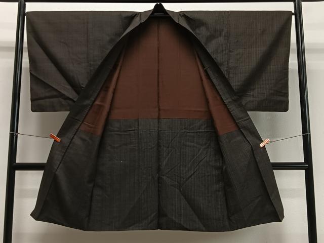 平和屋着物∞男性 長羽織 紬地 縞 正絹 逸品 CABD4427ua