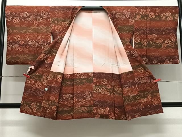 平和屋着物#道行コート ふくれ織 草花文 金彩 鈴乃屋扱い 正絹 逸品 CABD4447ua