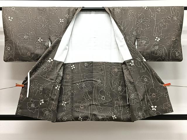 平和屋着物#道行コート 草花文 正絹 逸品 CABD4460ua