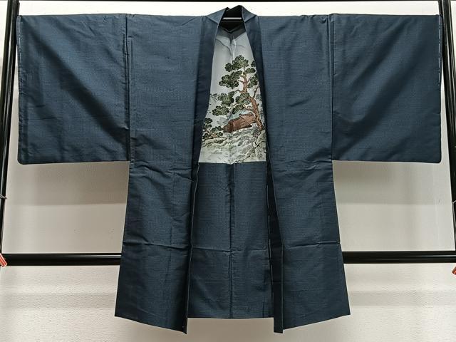 平和屋着物∞男性 長羽織 本場大島紬 80亀甲 総詰め 正絹 逸品 未使用 CABD4499ua