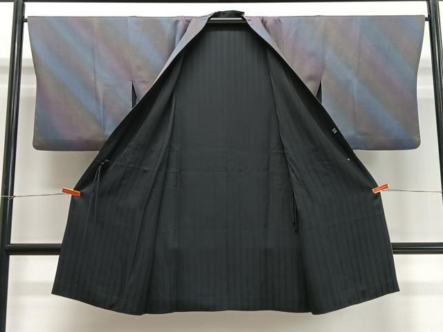 平和屋着物∞染色作家 斉藤三才 道中着 リバーシブル 霞文 暈し染め ロング丈 正絹 逸品 CABD4519ua