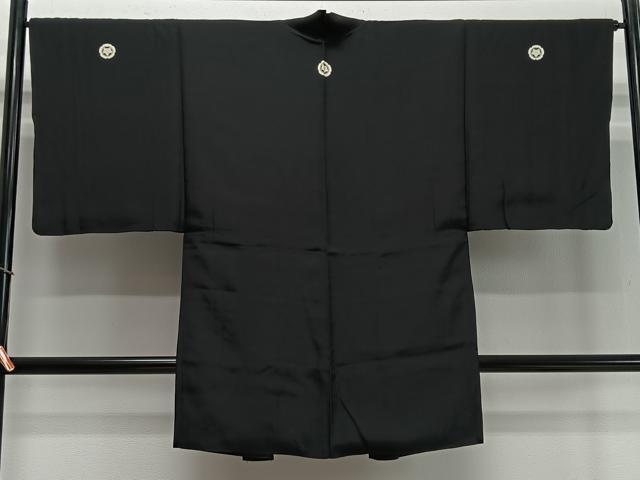 平和屋着物∞男性 長羽織 黒紋付 正絹 逸品 CABD4526ua