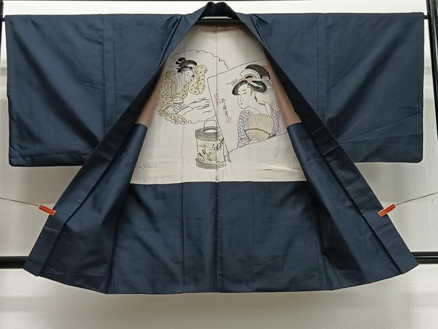 平和屋着物∞男性 羽織 紬地 絣文様 正絹 逸品 CABD4528ua