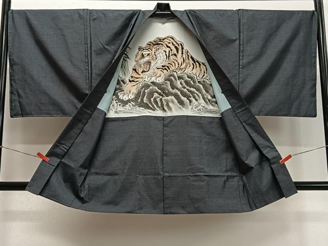 平和屋着物∞男性 長羽織 本場大島紬 60亀甲 総詰め 正絹 逸品 CABD4543ua