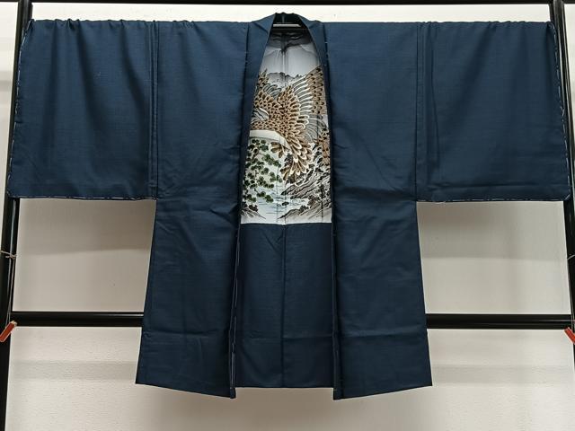 平和屋着物∞男性 長羽織 紬地 100亀甲 総詰め 正絹 逸品 未使用 CABD4547ua
