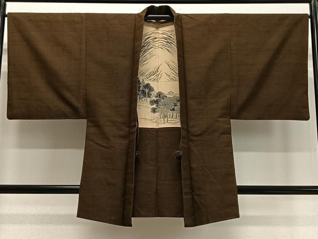 平和屋着物∞男性 羽織 紬地 憲法色 正絹 逸品 CABD4549ua