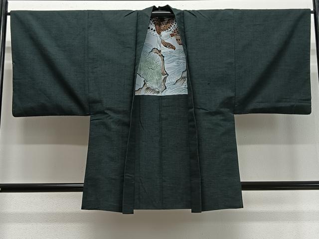 平和屋着物∞男性 羽織 紬地 虫襖色 正絹 逸品 CABD4557ua