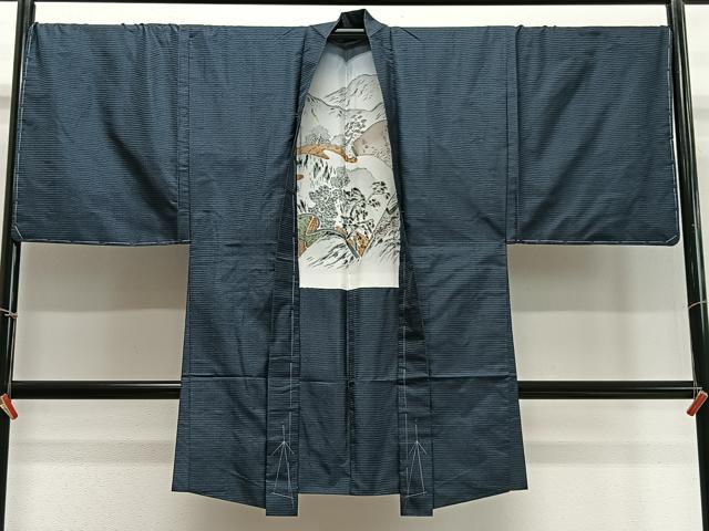 平和屋着物∞男性 長羽織 本場大島紬 100亀甲 総詰め 正絹 逸品 未使用 CABD4564ua