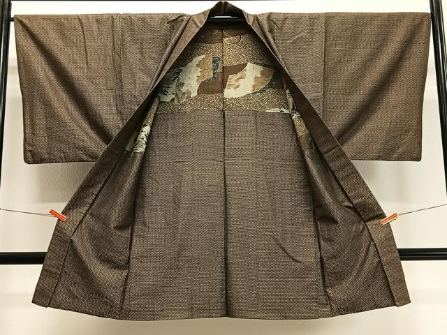 平和屋着物∞男性 長羽織 本場大島紬 80亀甲 総詰め 正絹 逸品 CABD4575ua