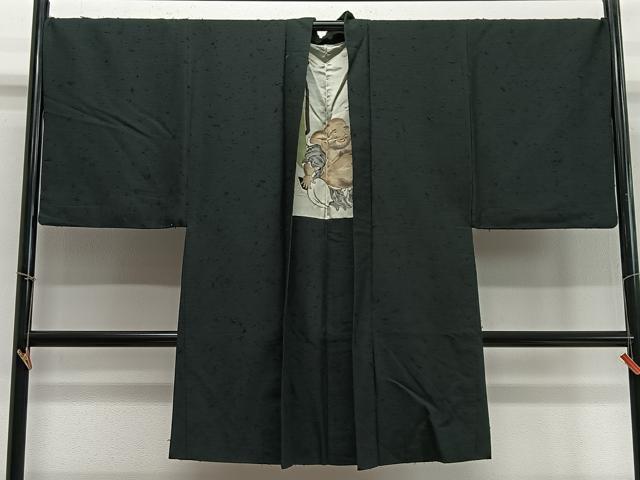 平和屋着物∞男性 長羽織 髭紬地 百入り茶色 正絹 逸品 CABD4579ua