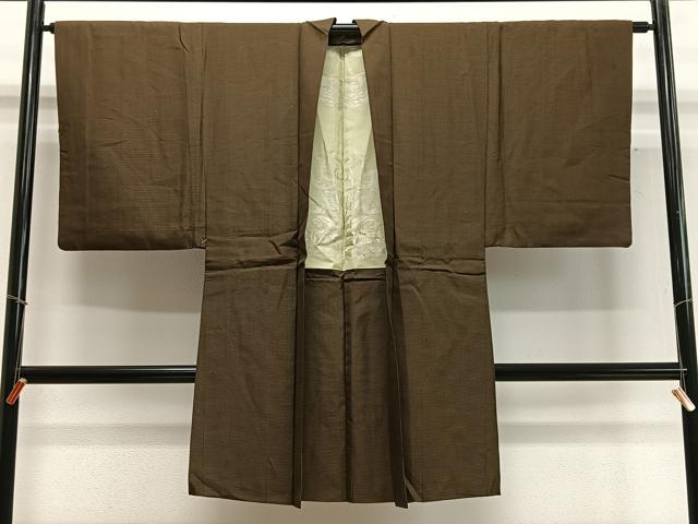 平和屋着物∞男性 長羽織 お召地 140亀甲 総詰め 正絹 逸品 CABD4594ua