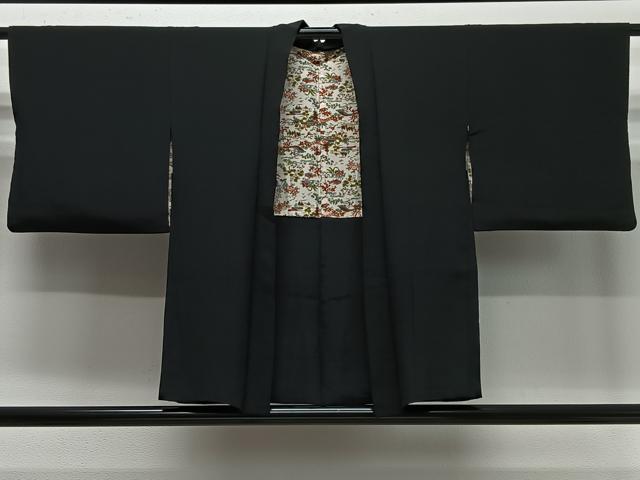 平和屋着物∞羽織 黒地 正絹 逸品 CABD4602ua