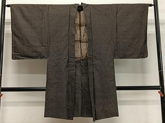 平和屋着物∞男性 長羽織 紬地 横段文 正絹 逸品 未使用 CABD4610ua