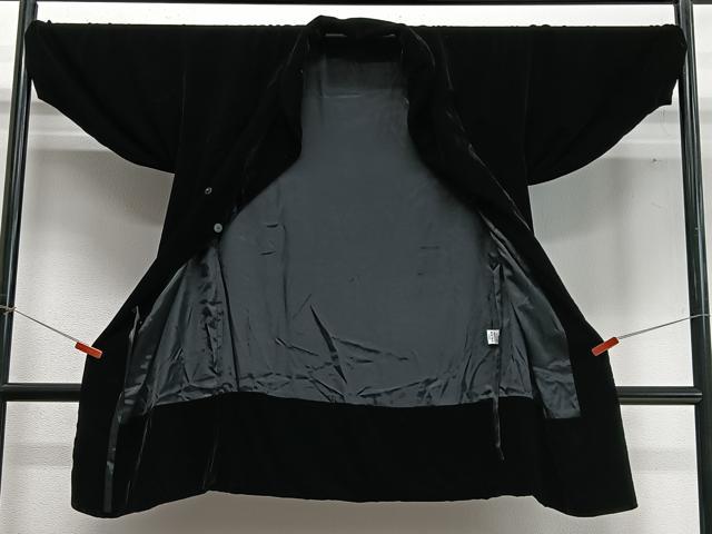 平和屋着物∞和装コート ベロア 黒地 洗える着物 CABD4625ua