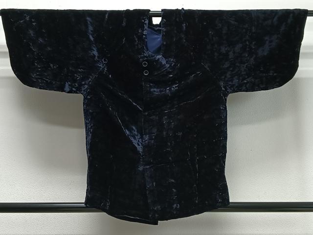 平和屋着物∞和装コート ベロア 黒紅色 正絹 逸品 CABD4627ua