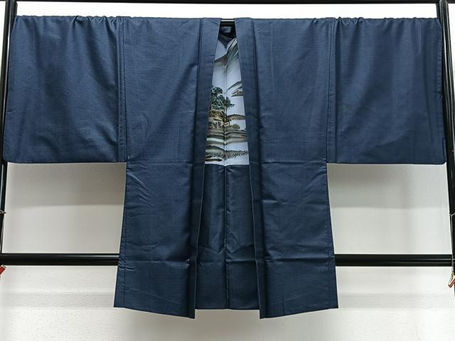 平和屋着物∞男性 長羽織 キングサイズ 本場大島紬 100亀甲 総詰め 正絹 逸品 CABD4634ua