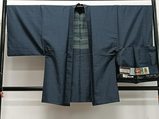 平和屋着物∞男性 羽織 本場大島紬 格子 証紙付き 正絹 逸品 CABD4642ua
