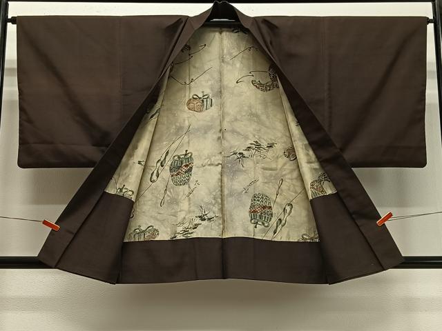 平和屋着物∞男性 羽織 紬地 憲法色 正絹 逸品 CABD4644ua