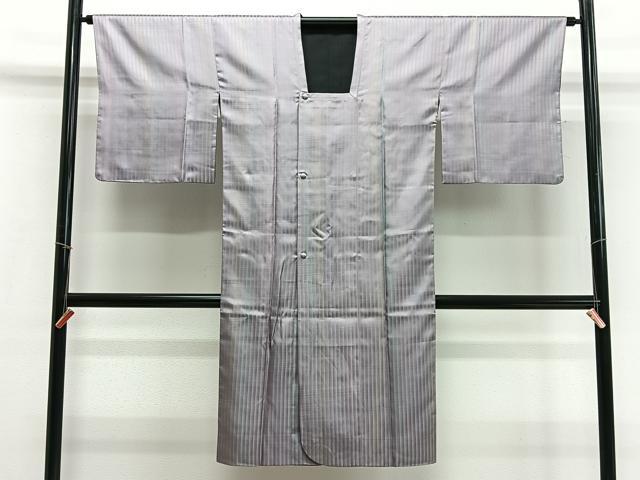 平和屋着物∞道行コート リバーシブル 縞 ロング丈 正絹 逸品 CABD4666ua