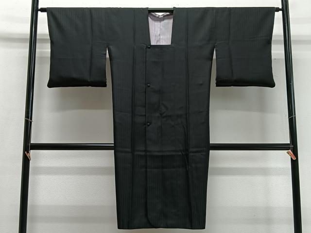 平和屋着物∞道行コート リバーシブル 縞 ロング丈 正絹 逸品 CABD4666ua