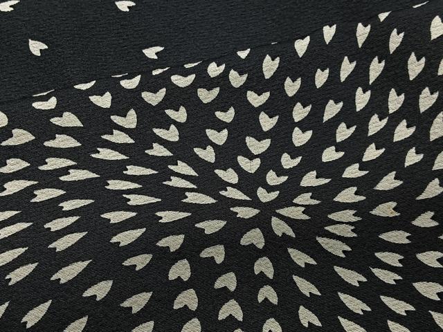 平和屋着物∞道中着 舞桜文 黒地 ロング丈 正絹 逸品 CABD4668ua