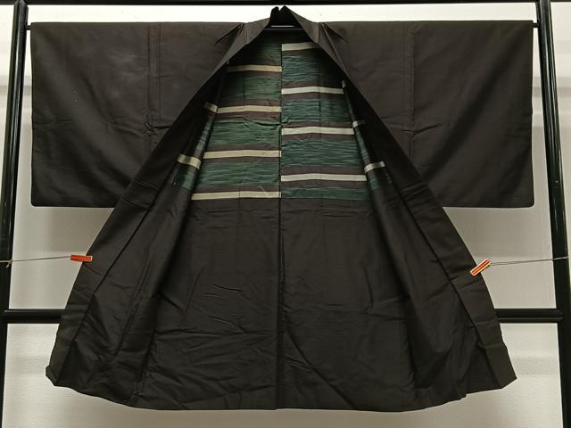 平和屋着物∞男性 長羽織 紬地 霞文 正絹 逸品 CABD4674ua