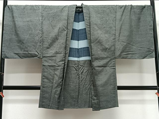 平和屋着物∞男性　長羽織　紬地　青鈍色　正絹　逸品　未使用　CABD4675ua 平和屋着物∞男性 長羽織 紬地 青鈍色 正絹 逸品 未使用 CABD4675ua