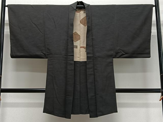 平和屋着物∞男性 長羽織 紬地 霞文 正絹 逸品 CABD4676ua
