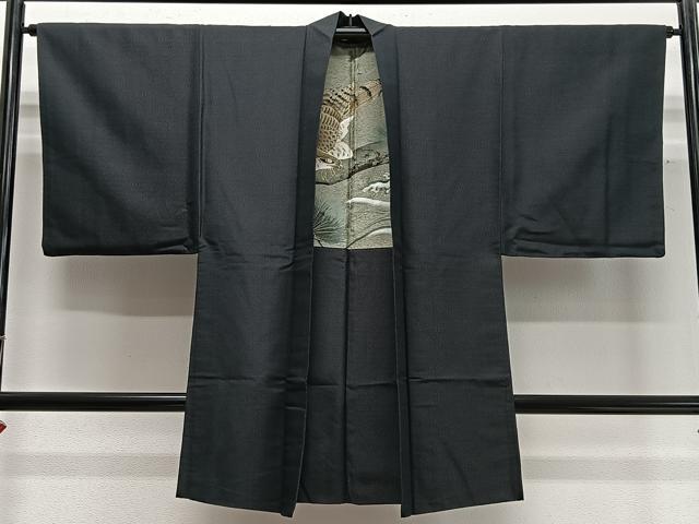 平和屋着物∞男性 長羽織 紬地 霞文 正絹 逸品 CABD4677ua