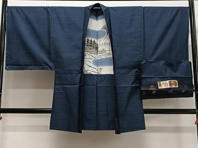 平和屋着物∞男性 長羽織 本場大島紬 100亀甲 総詰め 証紙付き 正絹 逸品 未使用 CABD4680ua