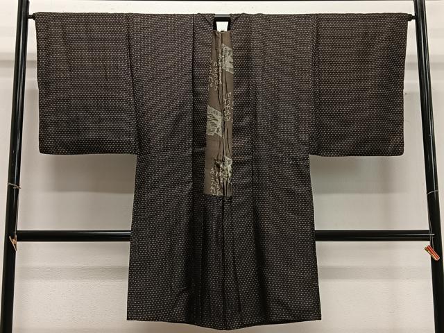 平和屋着物∞男性 長羽織 紬地 幾何学文 正絹 逸品 CABD4686ua
