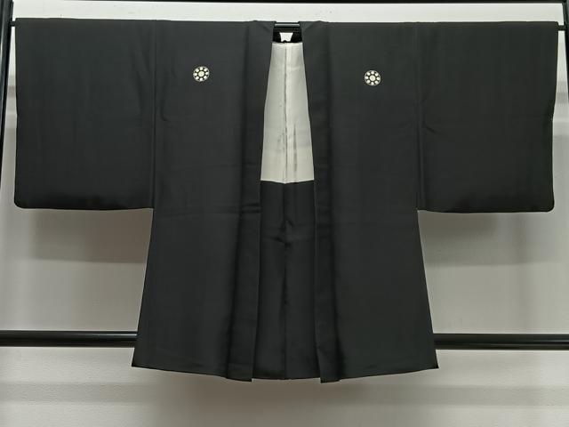 平和屋着物∞男性 羽織 黒紋付 正絹 逸品 CABD4692ua