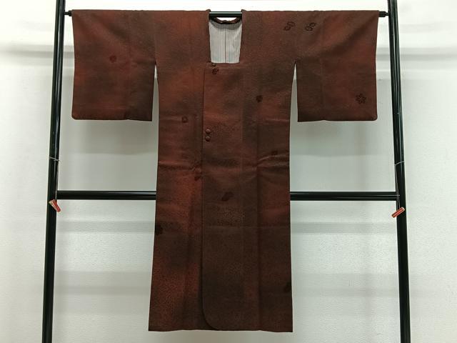 平和屋着物∞道行コート 輪奈ビロード 葉尽くし ロング丈 正絹 逸品 CABD4695ua