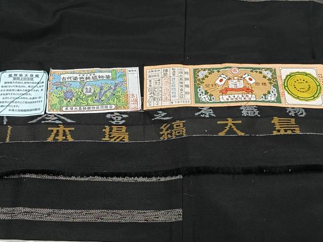平和屋着物∞道中着 本場縞大島紬 単衣 横段文 ロング丈 証紙付き 正絹 逸品 未使用 CABD4706ua