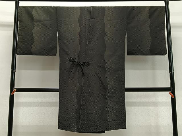 平和屋着物∞道中着 丸文 黒地 ロング丈 正絹 逸品 CABD4722ua
