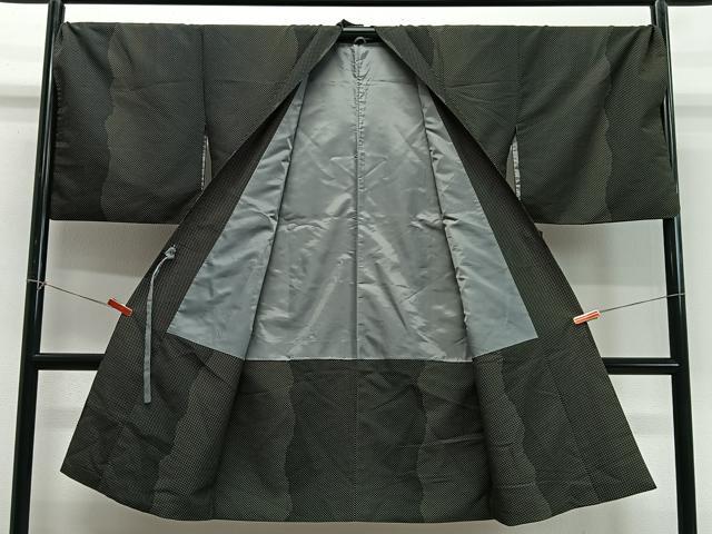 平和屋着物∞道中着 丸文 黒地 ロング丈 正絹 逸品 CABD4722ua