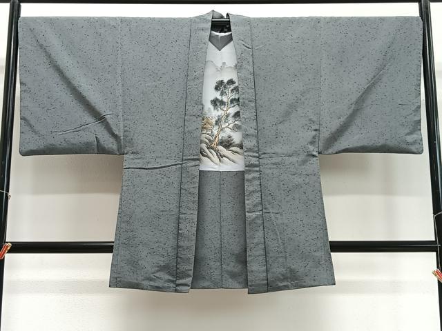平和屋着物∞男性 長羽織 紬地 霞文 正絹 逸品 CABD4756ua