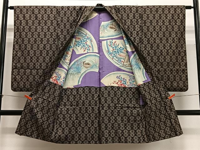平和屋着物∞長羽織 本場大島紬 紬地 幾何学文 正絹 逸品 CABD4769ua