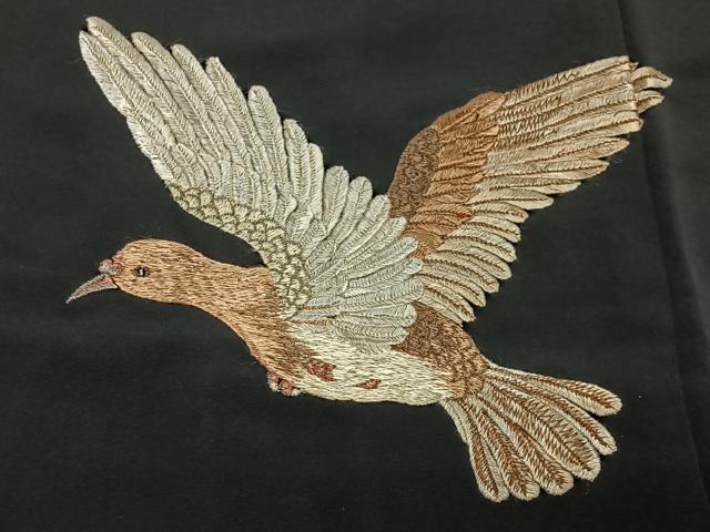 平和屋着物∞羽織 総刺繍 舞鳥文 黒地 金糸 正絹 逸品 未使用 CABD4771ua