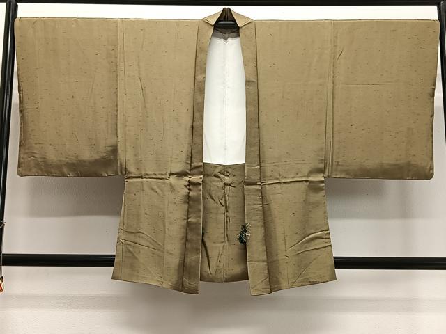 平和屋着物∞男性 羽織 紬地 油色 正絹 逸品 CABD4777ua
