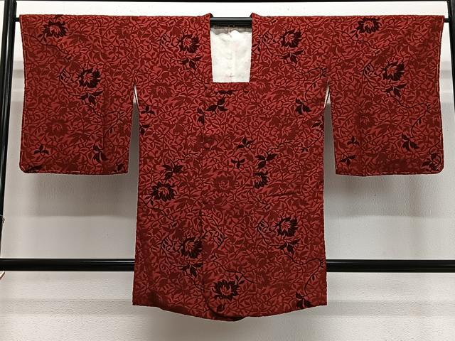 平和屋着物∞道行コート 輪奈ビロード 更紗花文 正絹 逸品 未使用 CABD4778ua